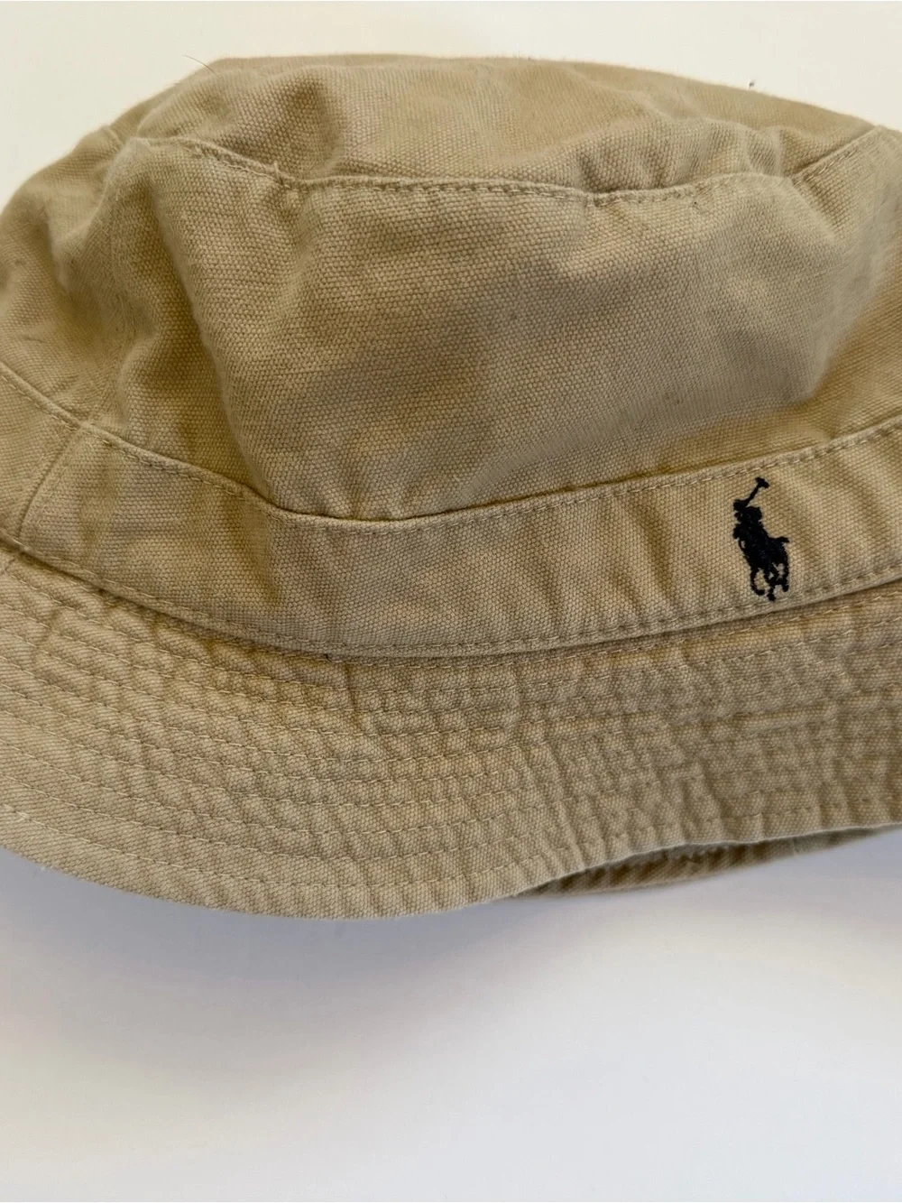 Polo by Ralph Lauren Khaki/Tan Bucket Hat with navy  Polo Logo - Picture 5 of 10